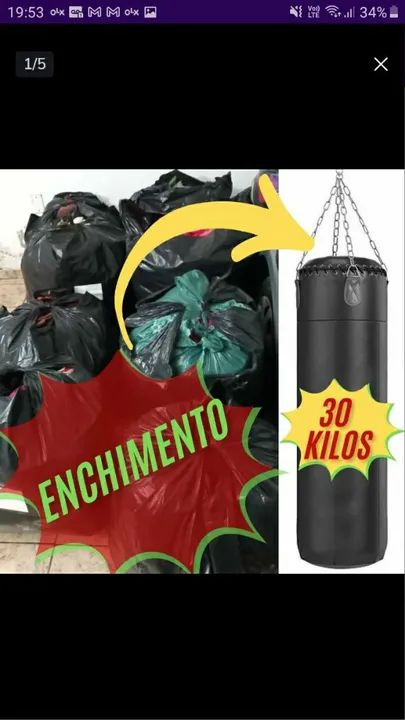 30kg de enchimento para saco de pancada 1,20m - Foto 2