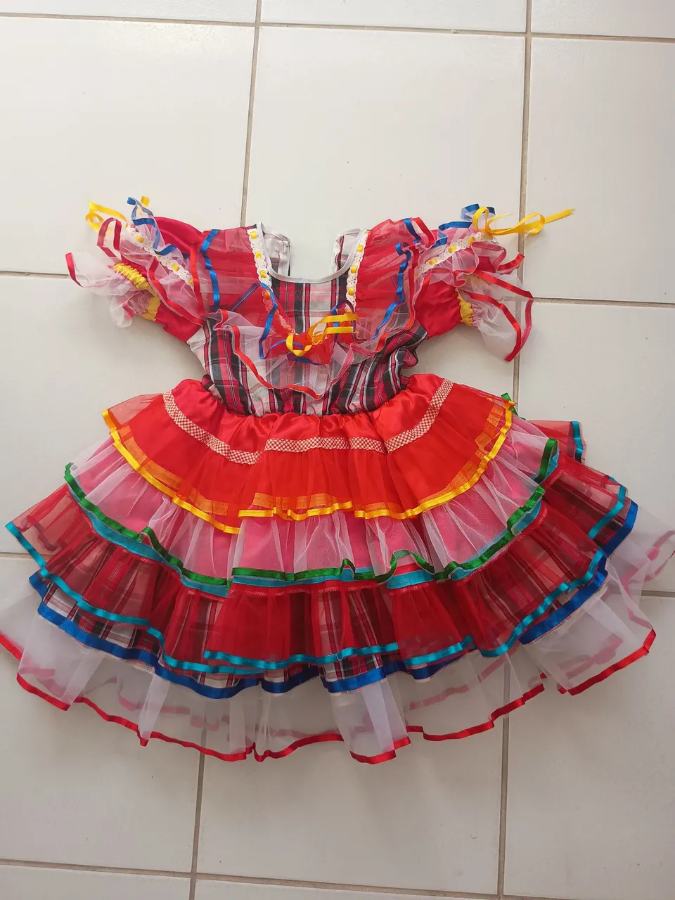 Vestido Infantil Festa Junina Colorido