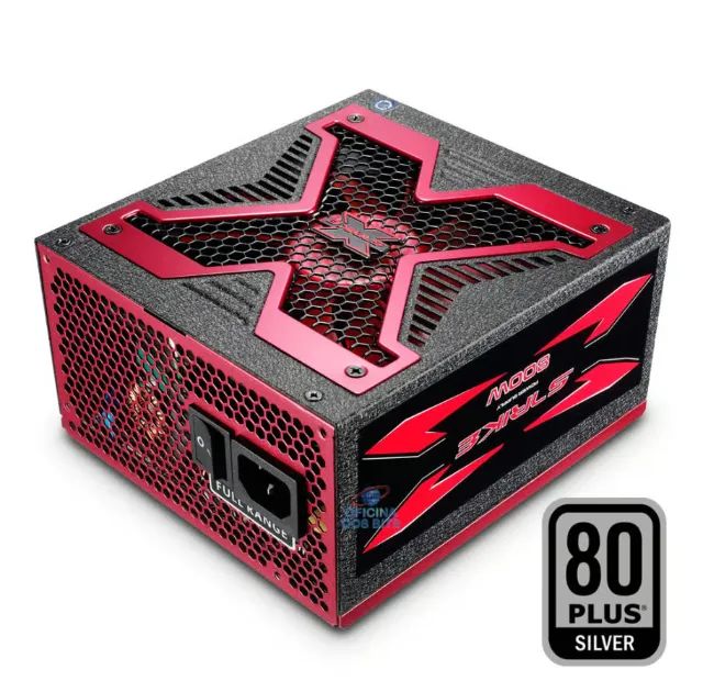 Fonte 800W AeroCool Strike X - Semi Modular - PFC Ativo - Silver (com cabos)