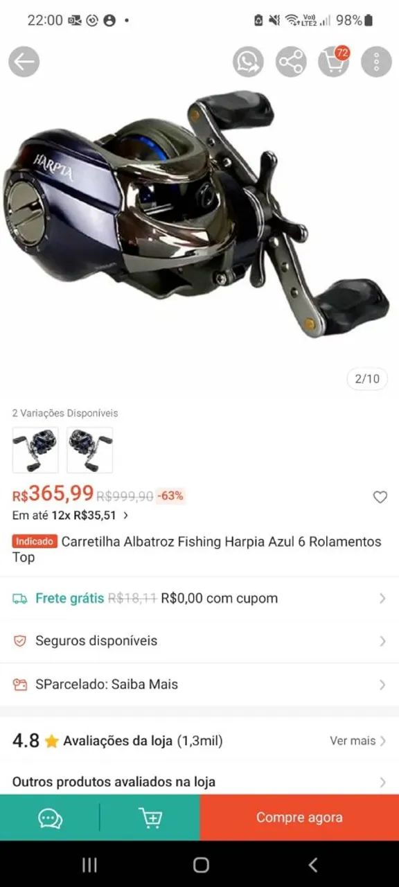 Carretilha de pesca Albatroz 6+1 - Foto 2