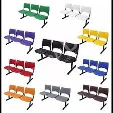 LONGARINAS EM PVC PES ACO RECEPCAO SALA DE ESPERA 2,3,4,5 LUGARES *