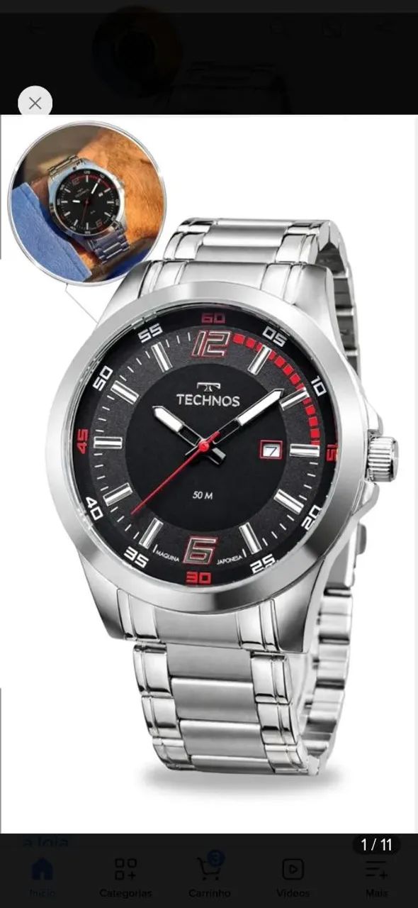 Relógio Technos masculino quartz pulso lançamento original urgente só hoje 550 reais.  - Foto 4