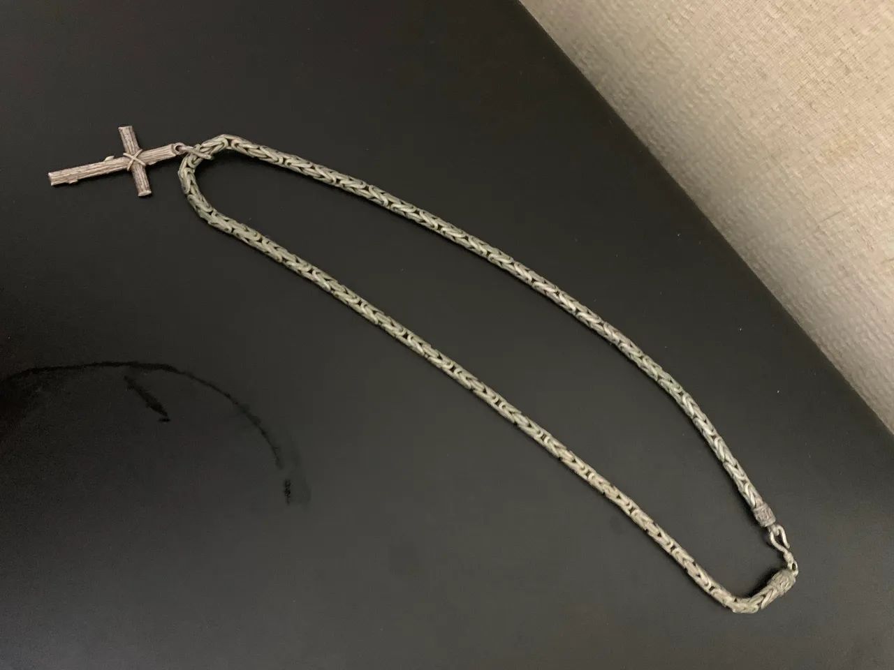 Corrente de BALI ponto peruano prata 950 com crucifixo  - Foto 4