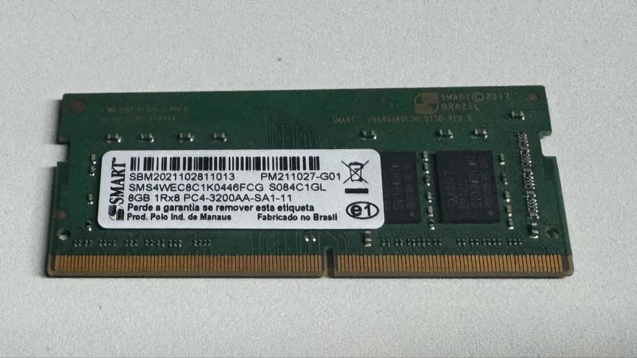 Memória smart para notebook 3200mhz 8gb seminova
