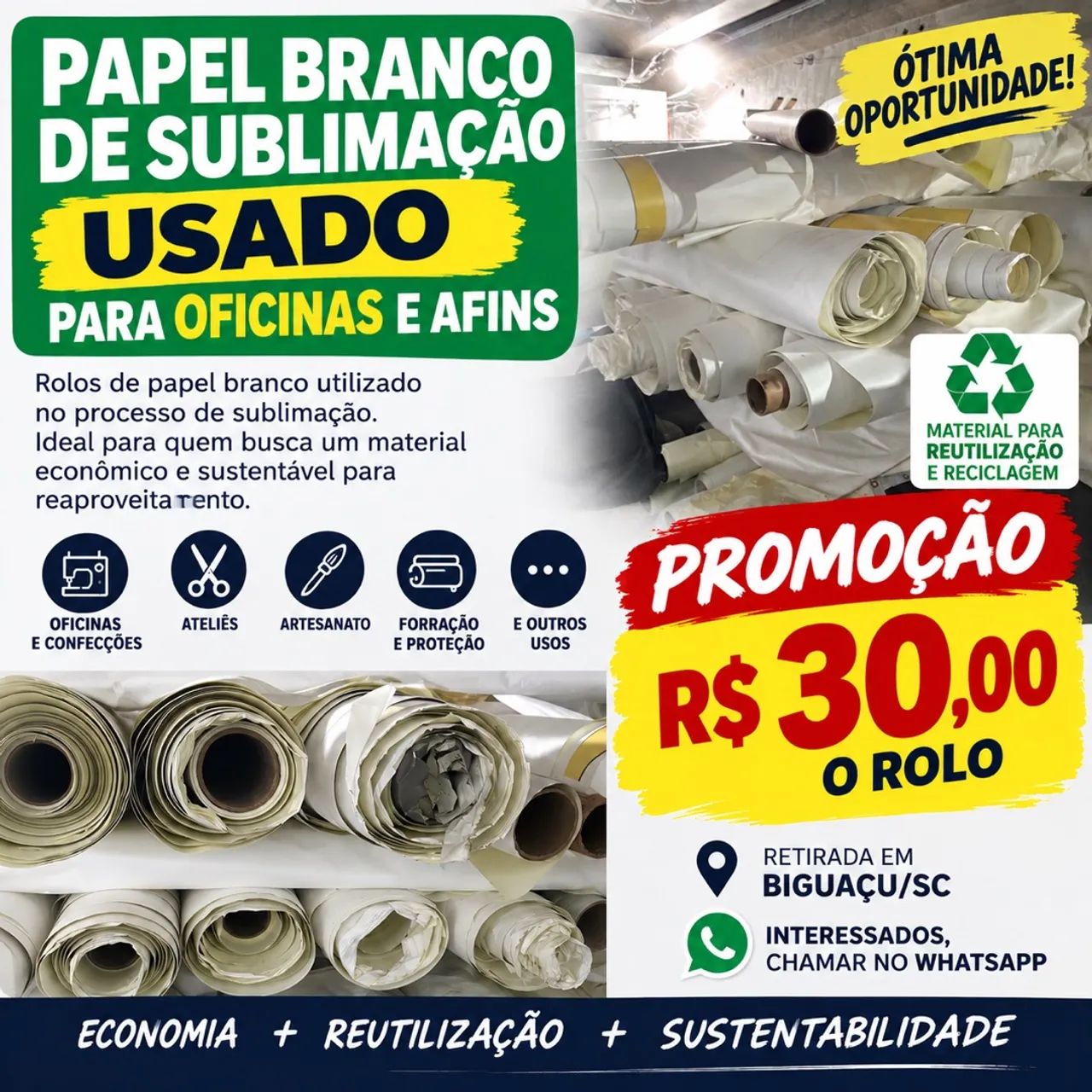 Papel reciclado para oficinas e afins
