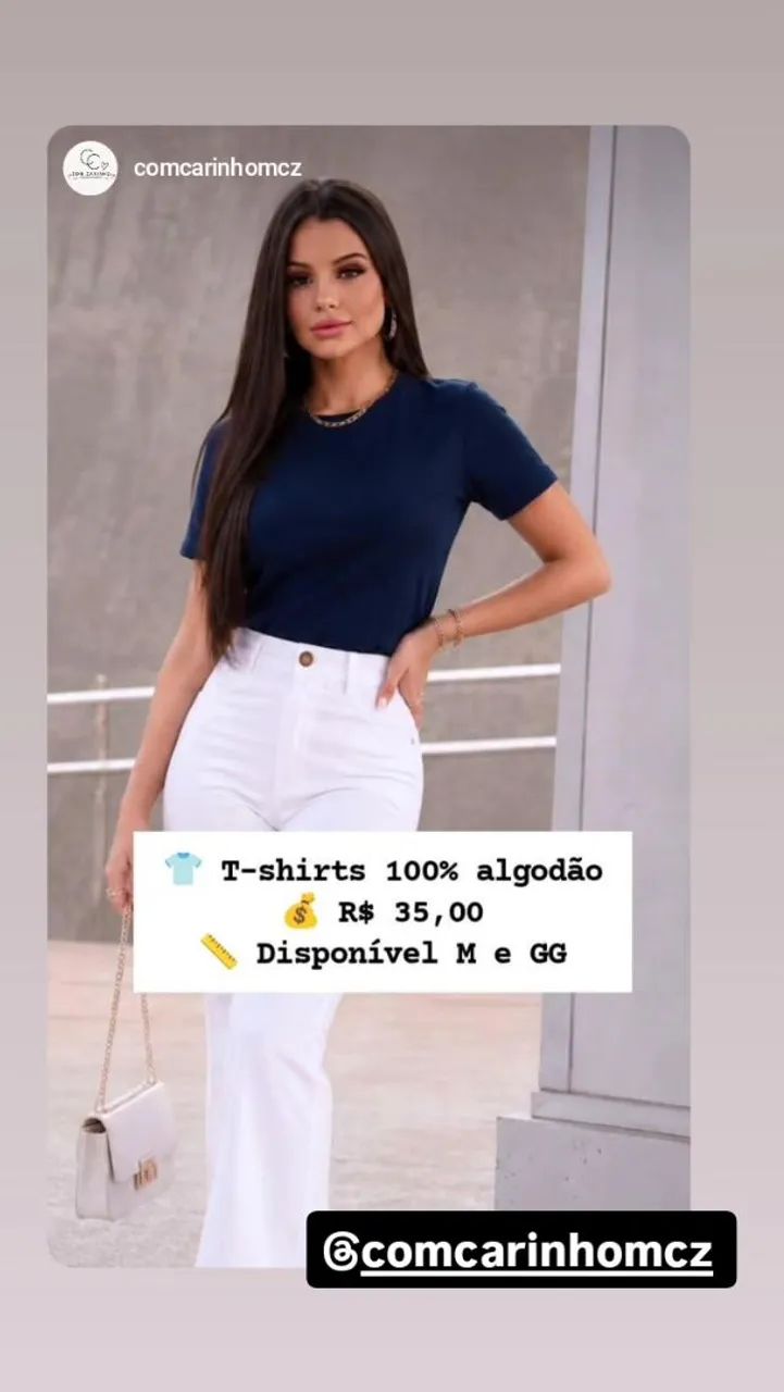 T-shirt feminina em algodão.<br>R$35,00 - Foto 4