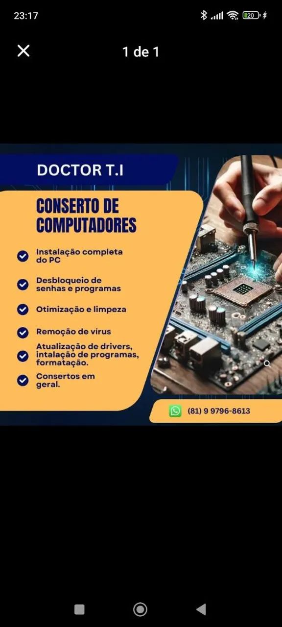 Faço consertos em computador e notebook 