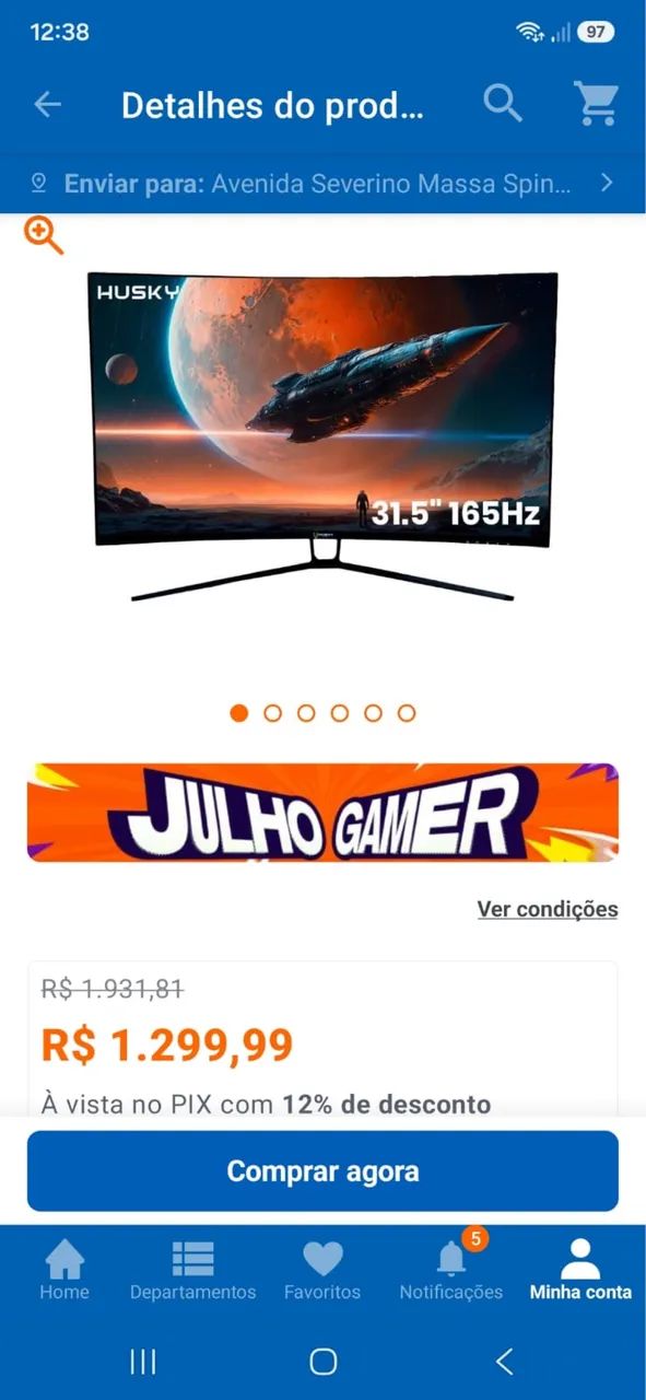 MONITOR HUSKY HAILSTORM 31.5 LED,CURVO,600,00