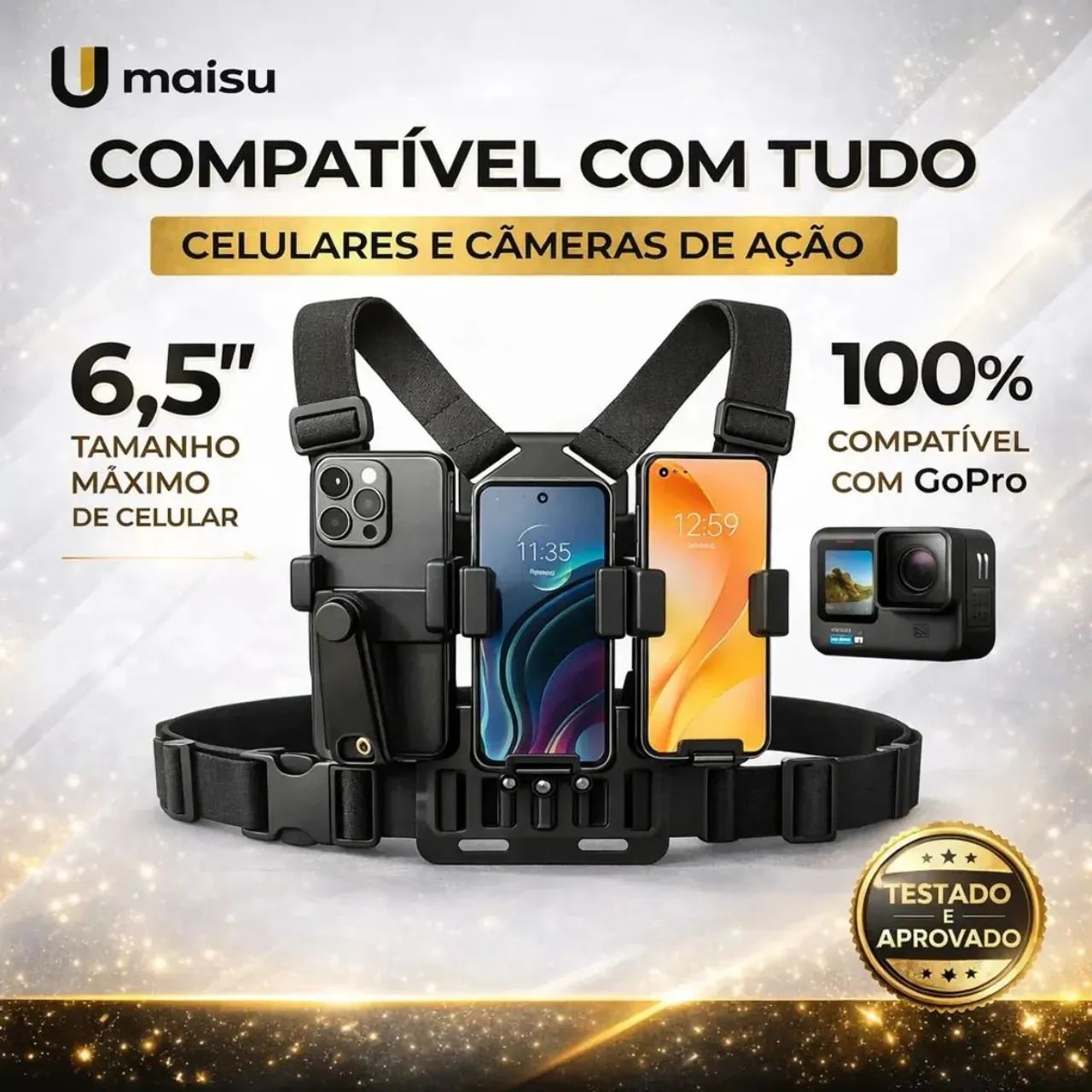 Suporte peitoral para camera Gopro e celular - Foto 3