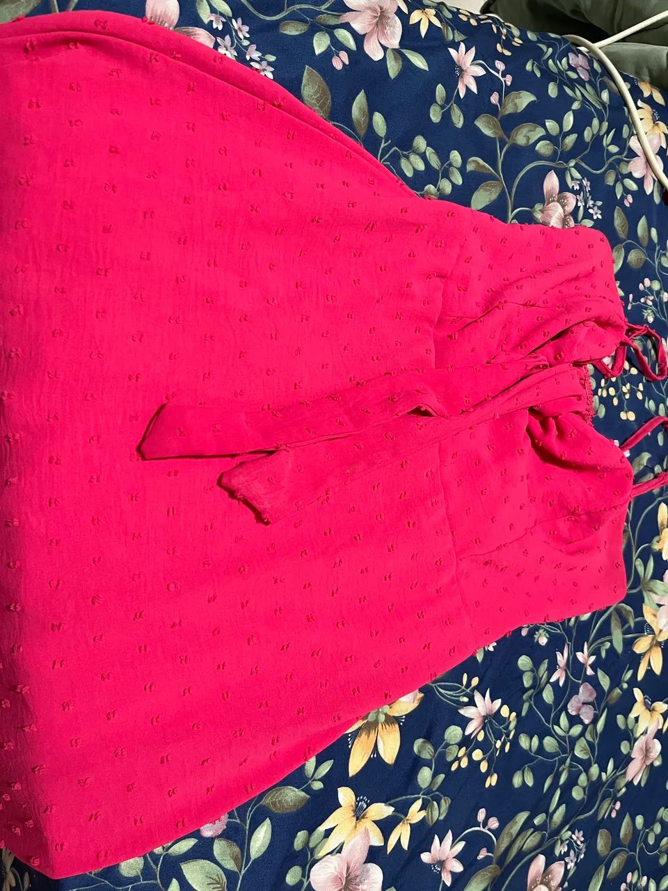 Vestido Longo Rosa Pink com Amarração e Textura Poá - Foto 3