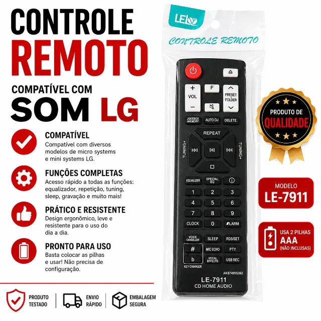 Controle remoto compatível com som LG 