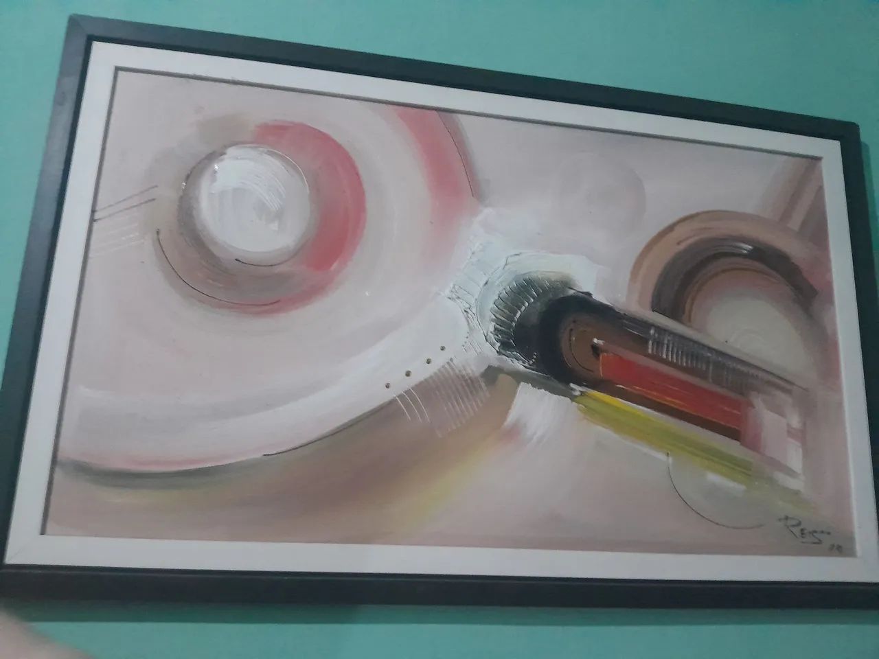 Quadro Decorativo Abstrato Grande com Moldura Preta