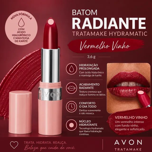 Batom Radiante Avon Tratamake Vermelho Vinho