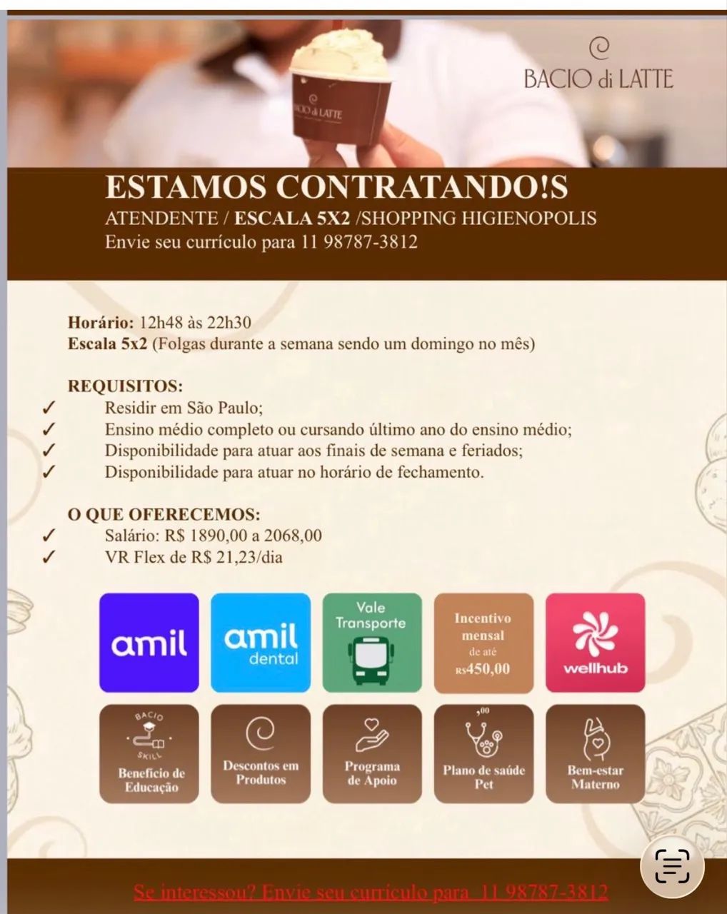 Atendente escala 5x2