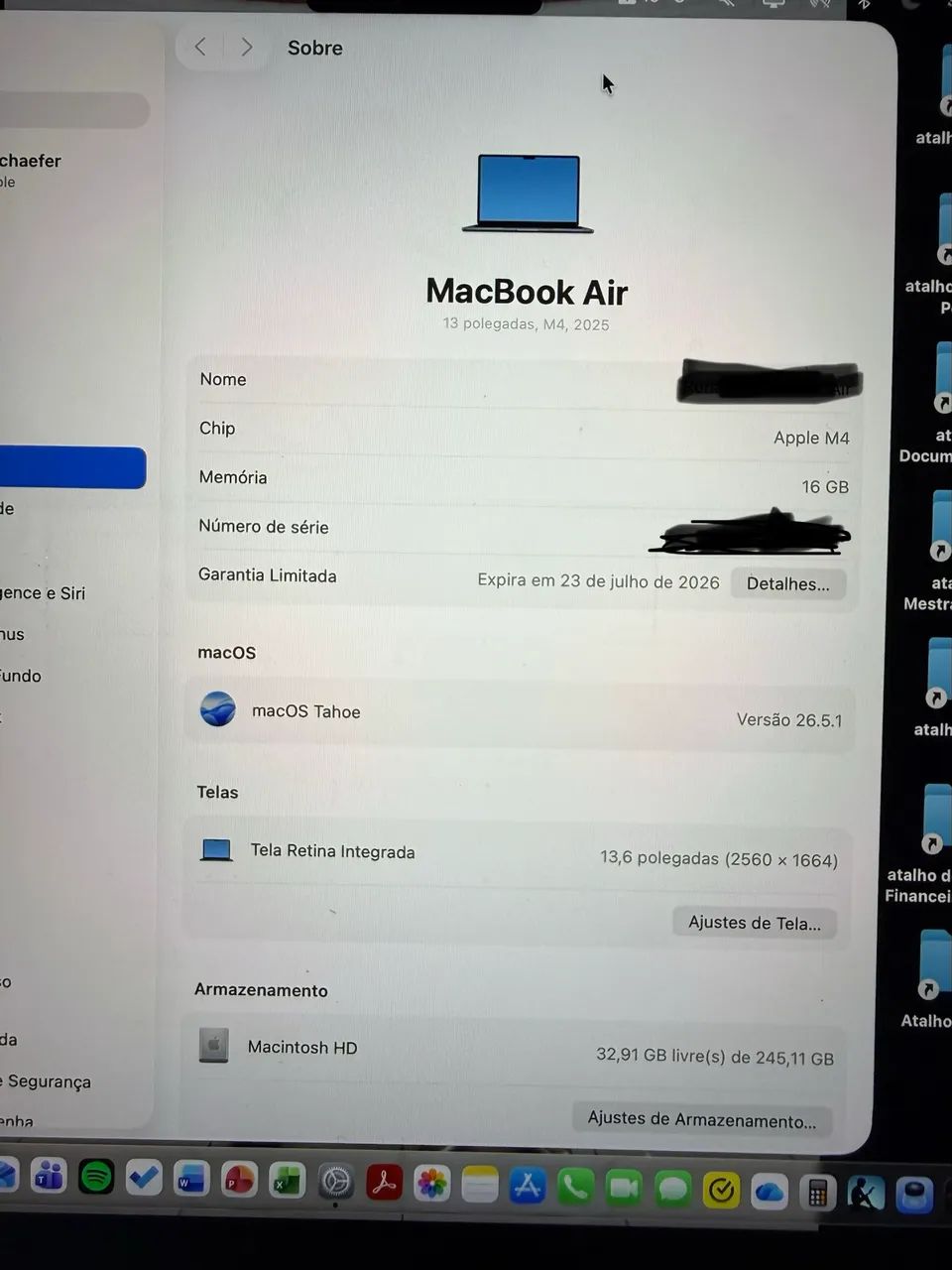MacBook Air M4 13? 16GB/256GB ? Bateria 100% ? Perfeito estado - Foto 2