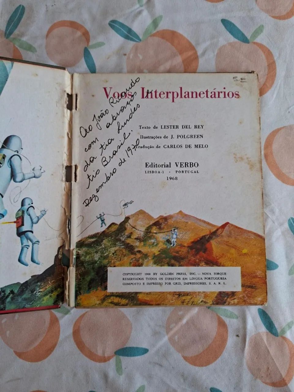 Livro antigo com dedicatória Voos interplanetários  - Foto 2