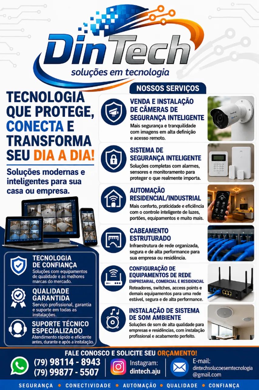  Instalação de Câmeras, Cabeamento de Rede e Casa Inteligente.