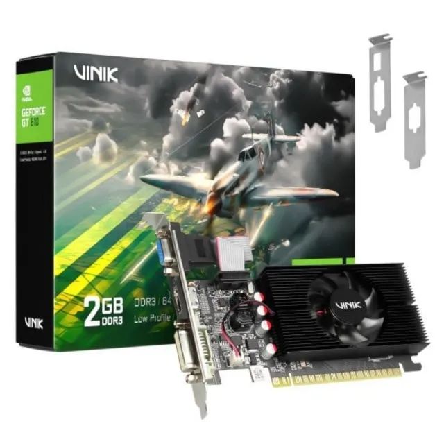 PLACA DE VIDEO GT 610 2GB DDR3 64BITS VINIK SINGLE FAN NOVA LACRADA!