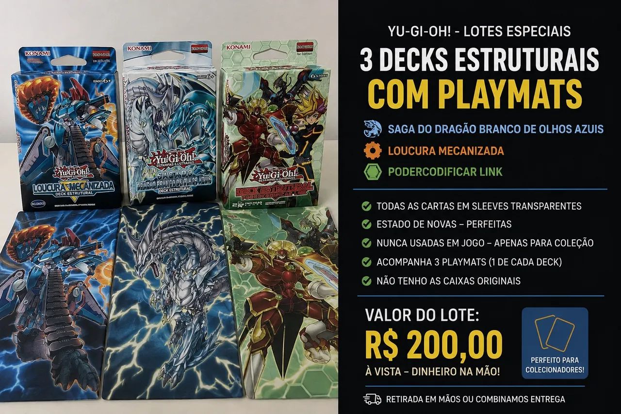3 Deck de Yugioh Completos 