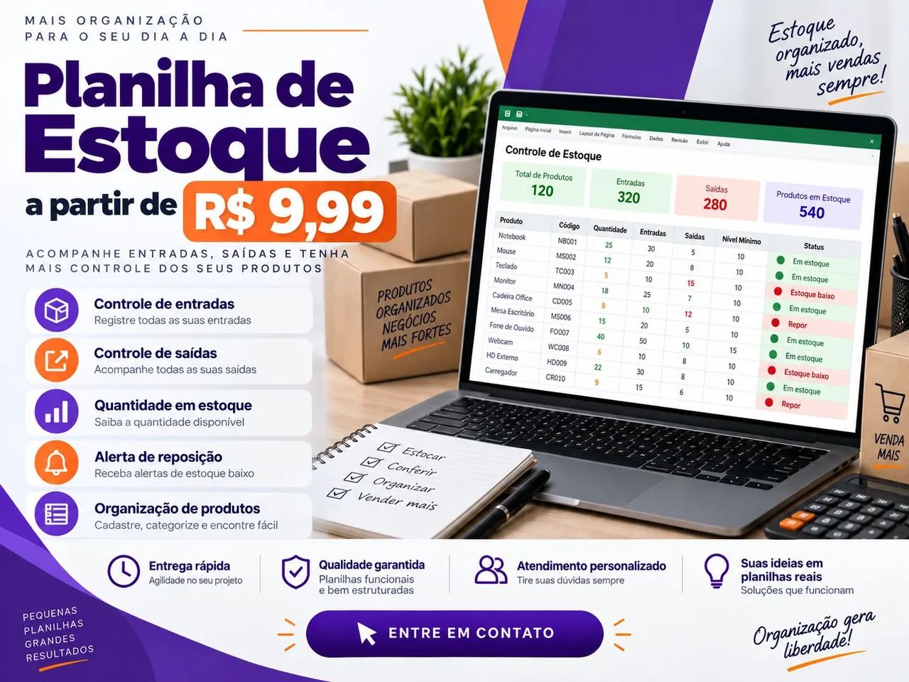 Planilhas personalizadas: controle financeiro, orçamento e estoque - Foto 3