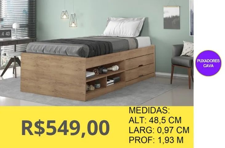 CAMA SOLTEIRO MADEIRA  - Foto 2