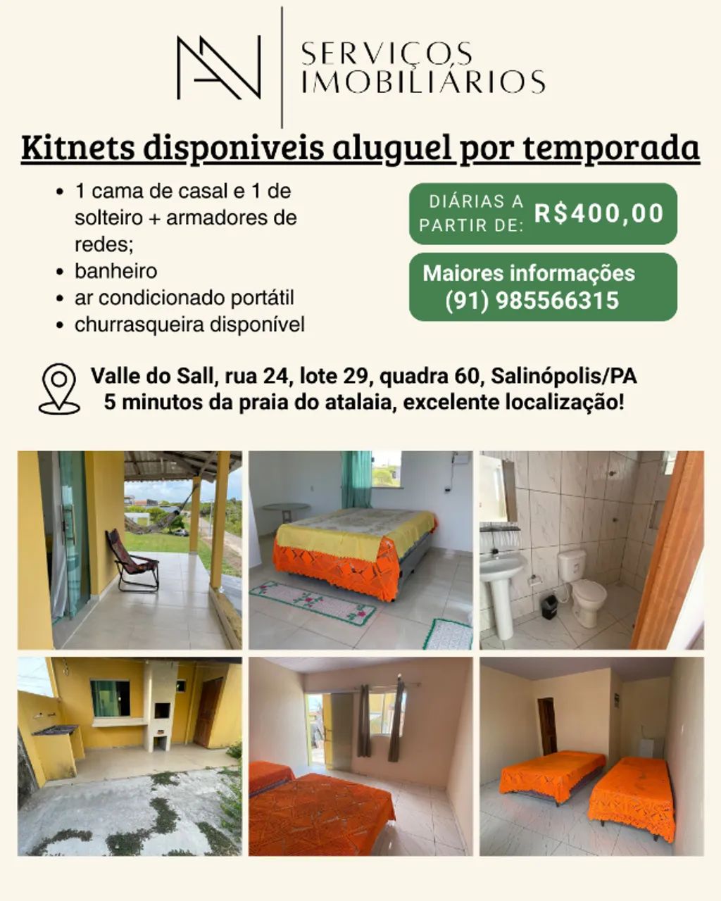 Kitnets disponíveis para aluguel por temporada