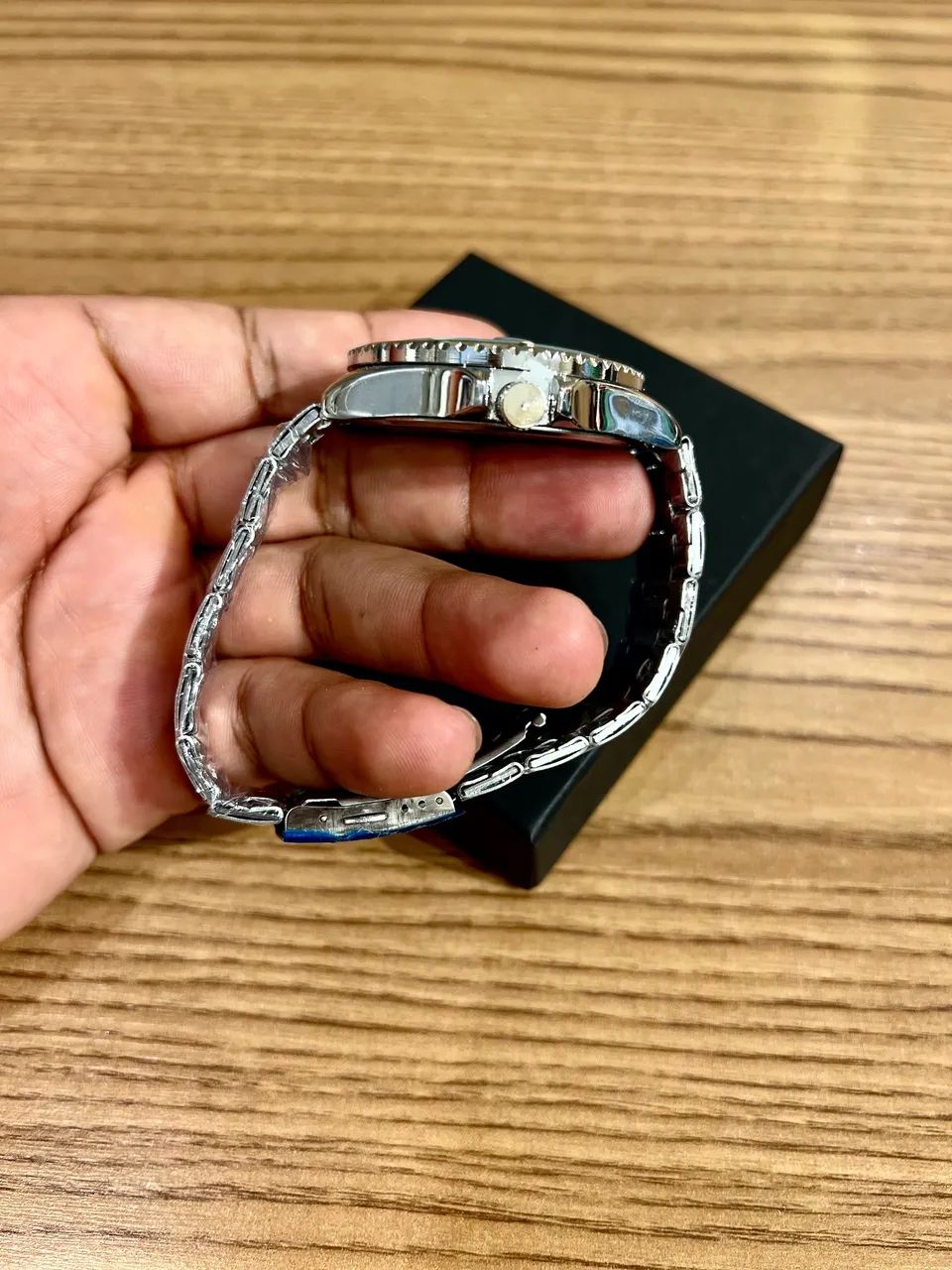 Relógio Masculino Prata com Mostrador Preto 100% à Prova d?Água Elegante - Foto 3