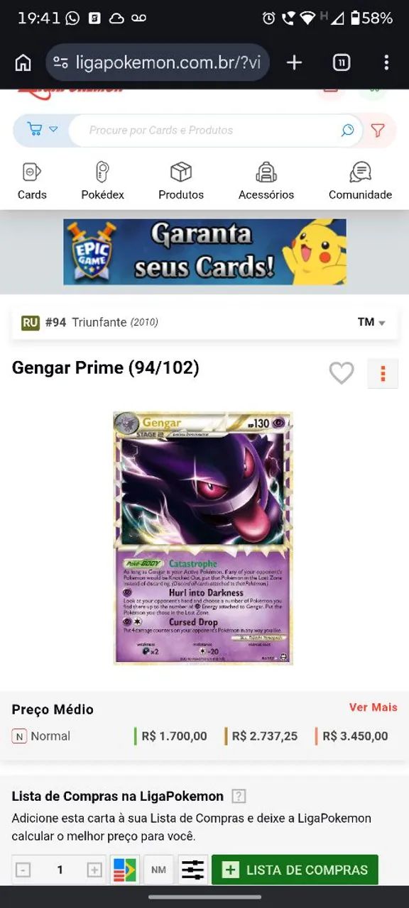 Carta pokémon Gengar 94/102 - Foto 5