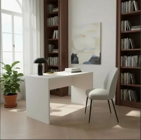 Mesa Escrivaninha Moderna Compacta Para Escritório Branco