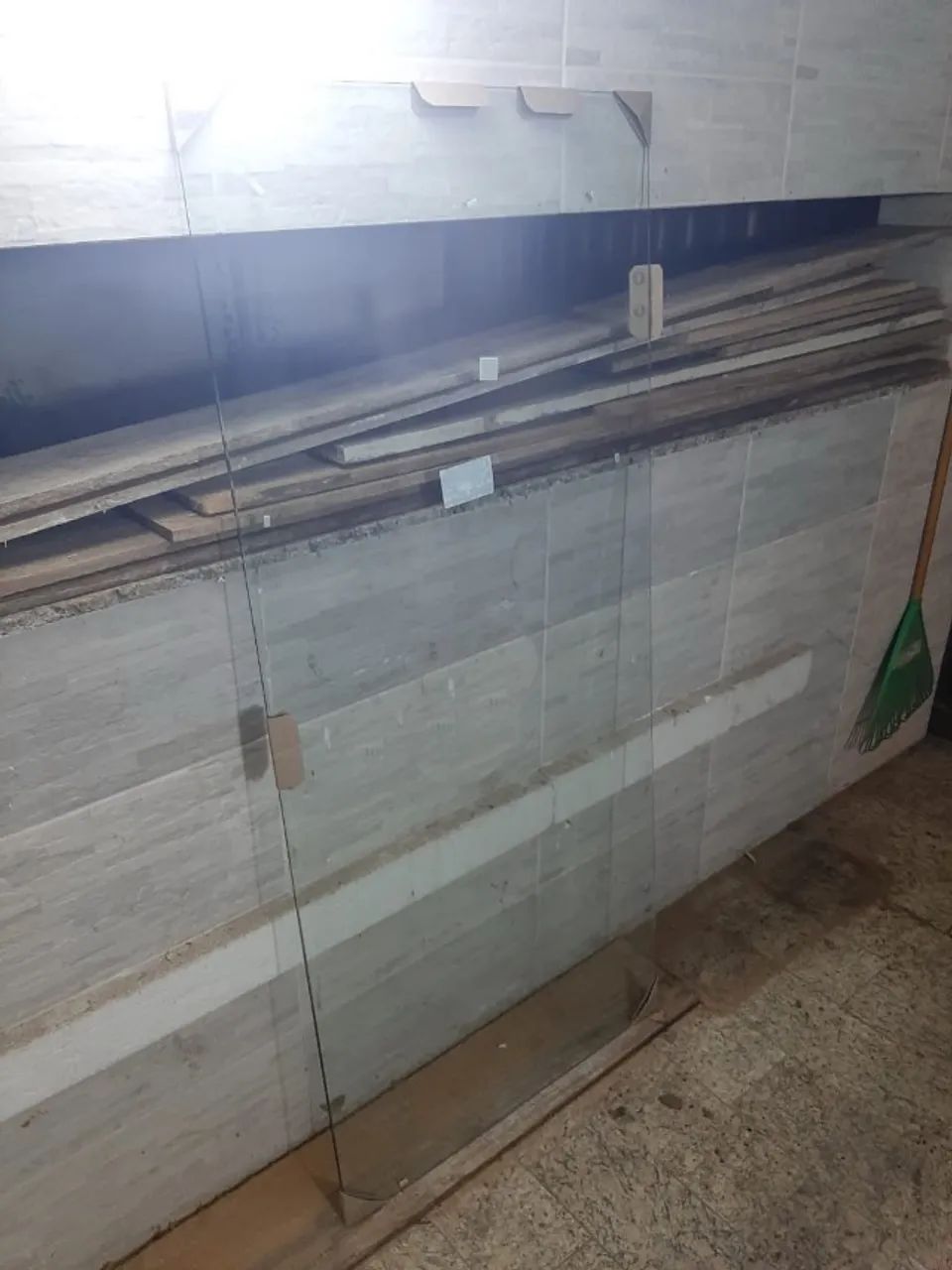 Tempered glass tabletop, clear, 8 mm thick, 1.88 m x 88 cm, used