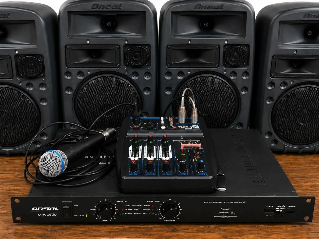 Som ambiente Potência Wattson/ Mesa Bluetooth  USB Microfone e 4 caixas 3 vias - Foto 3