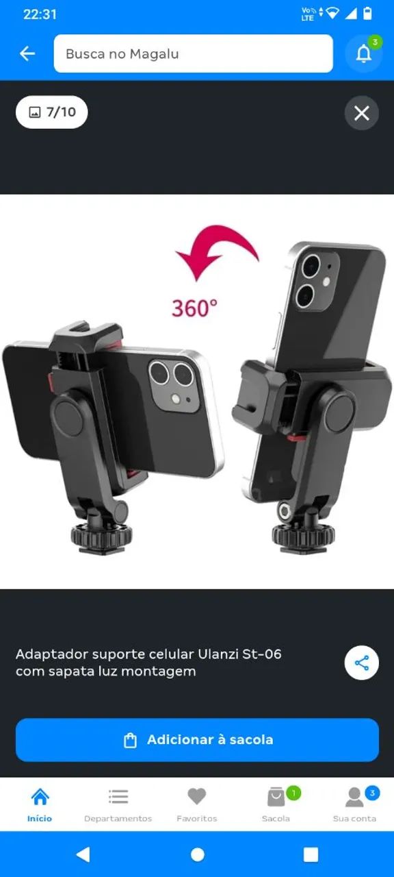 Adaptador suporte celular Ulanzi St-06 com sapata luz montagem - Foto 4
