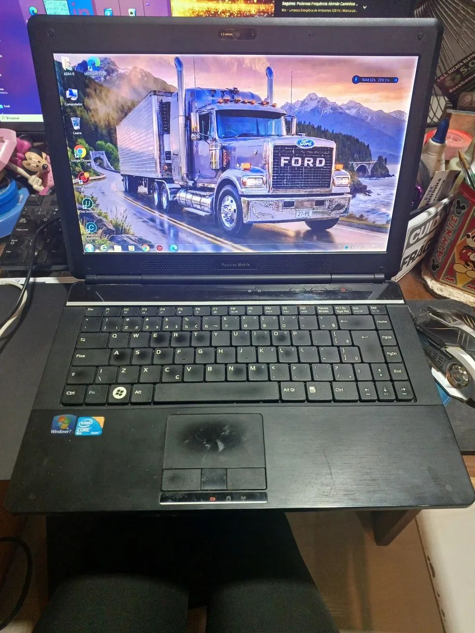 Notebook Positivo usado com Windows 7 funcionando tudo ok