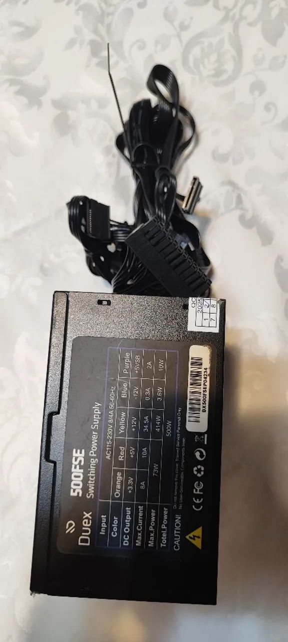 Fonte Duex 500FSE 500W - 414W 12V - Funcionando