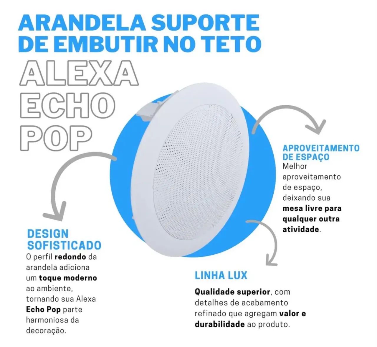 Suporte para embutir Alexa no teto - Foto 4