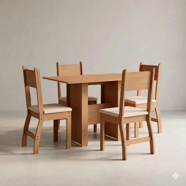 Mesa de Jantar Milano com 4 Cadeiras (Produto Novo!)