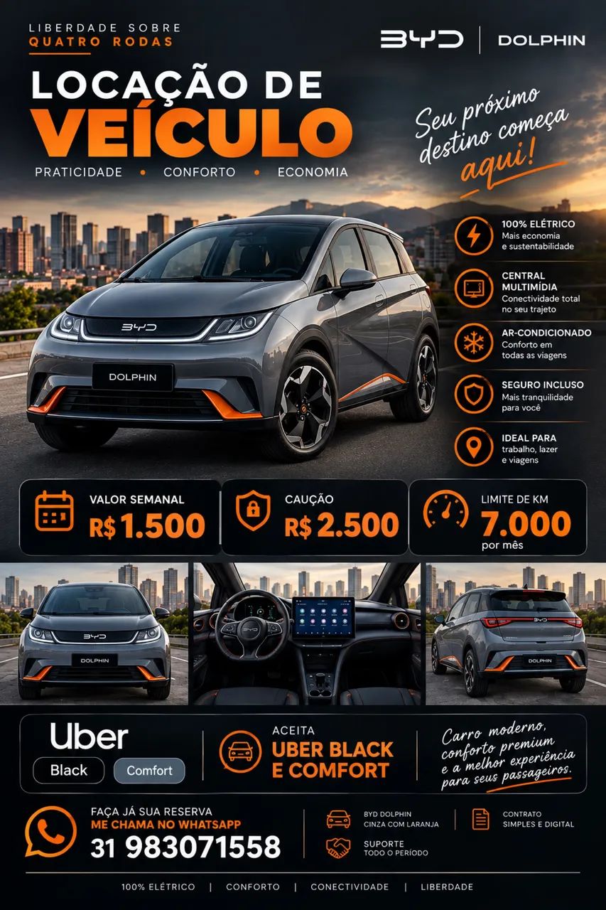 ALUGO BYD DOLPHIN PARA MOTORISTA DE APLICATIVO