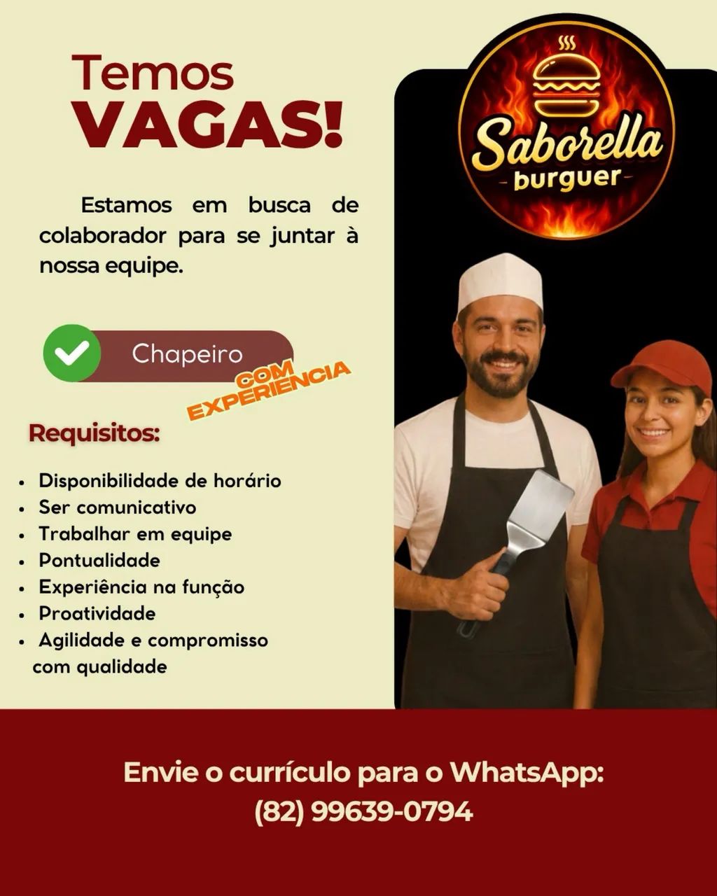 Vaga para chapeiro com experiência 