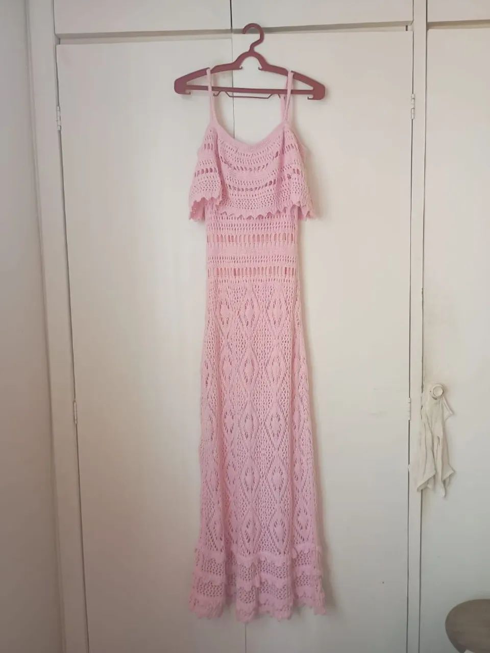 Vestido rosa de crochê  - Foto 2