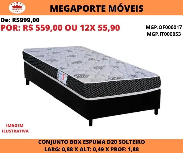 CAMA BOX SOLTEIRO ESPUMA D20 