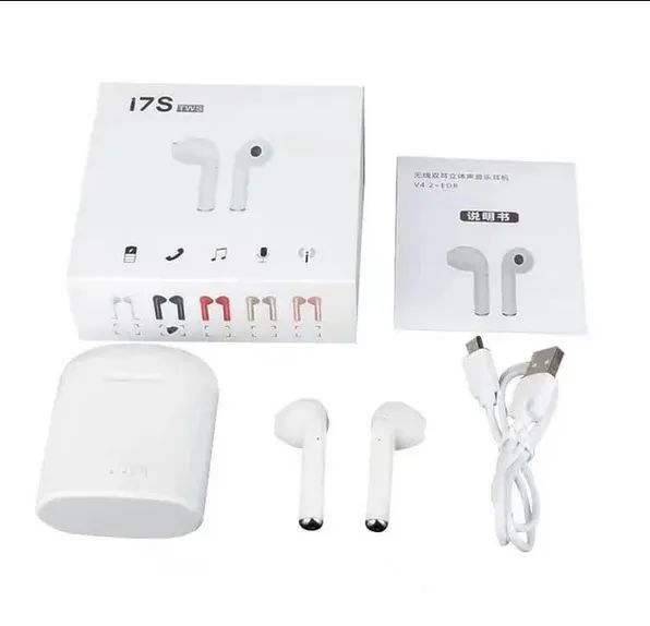 fone sem fio i7s tws bluetooth 5.0 com microfone branco