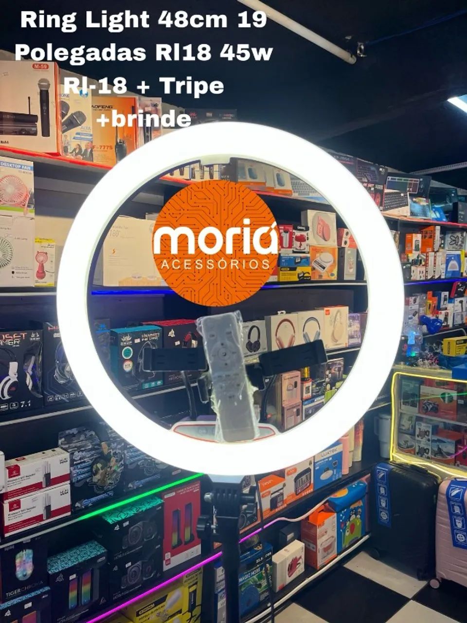 Ring Light 48cm 19"Polegadas RI18 45w RJ-18 + Tripé - Foto 3