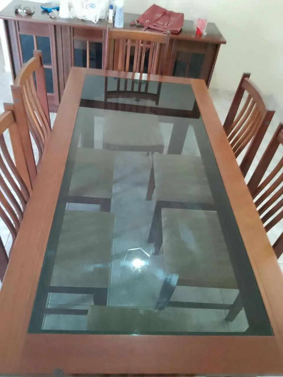 Mesa de jantar com 6 cadeira, madeira maciça - Foto 3