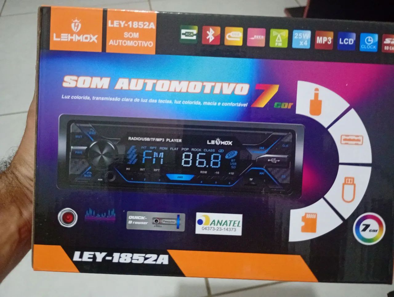 Rádio para carro com bluetooth e USB
