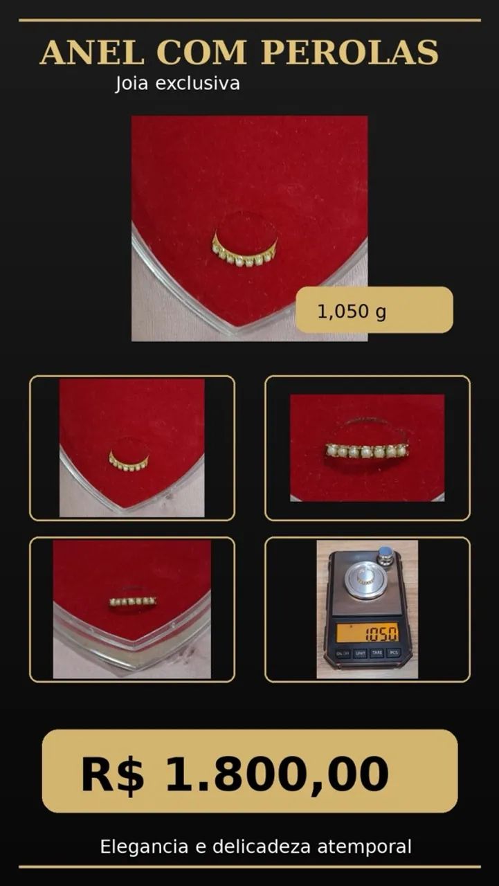 !!! ANEL DE OURO COM PÉROLAS 