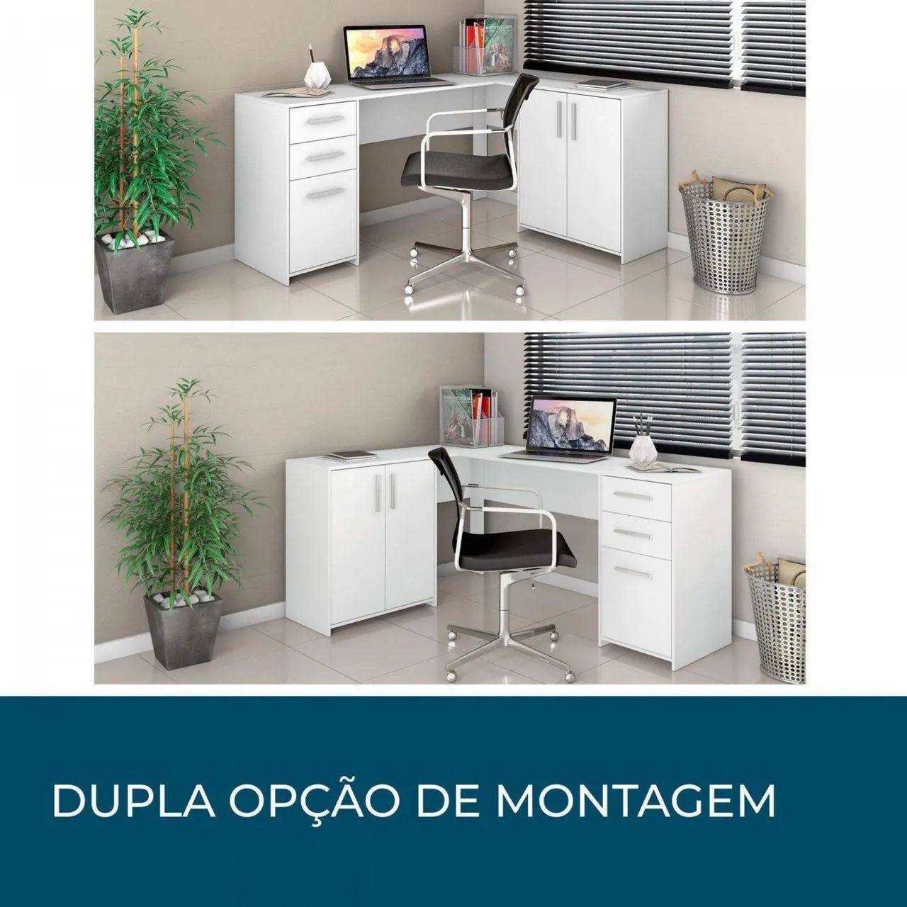 Escrivaninha em L com gavetas  - Foto 4