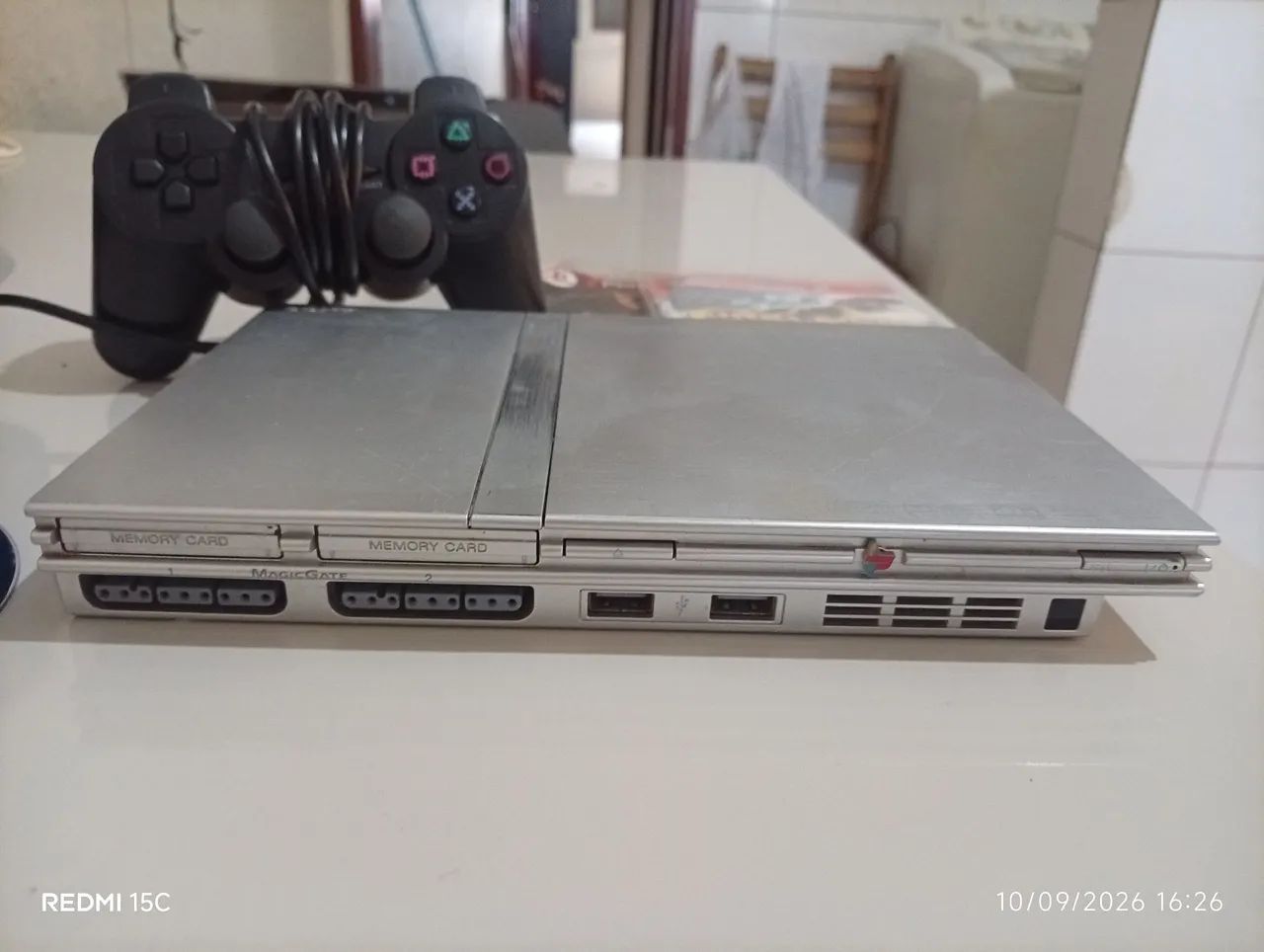 Playstation 2 slim cinza raro