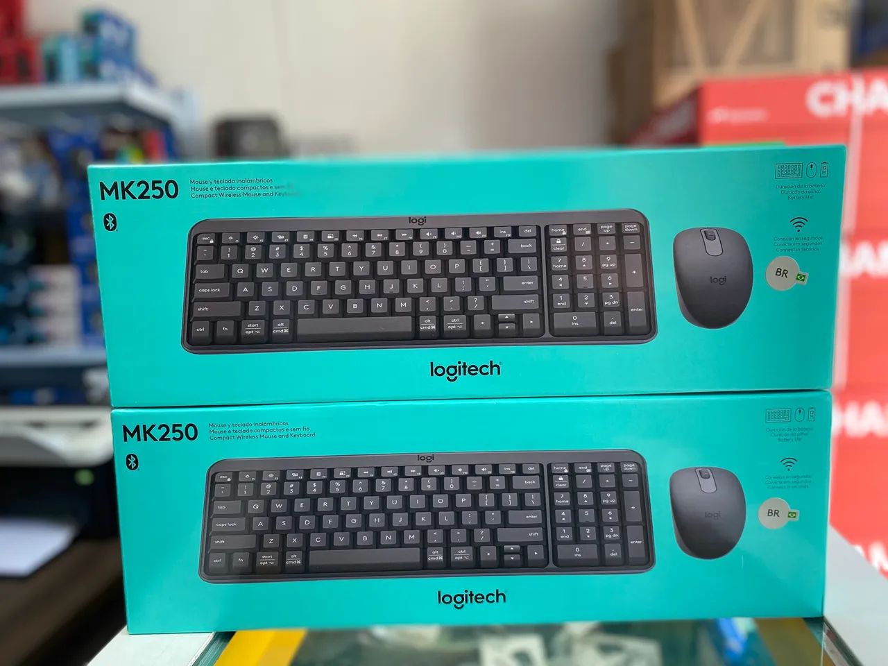 KIT TECLADO E MOUSE S/FIO NK250 PRETO LOGITECH - Foto 3