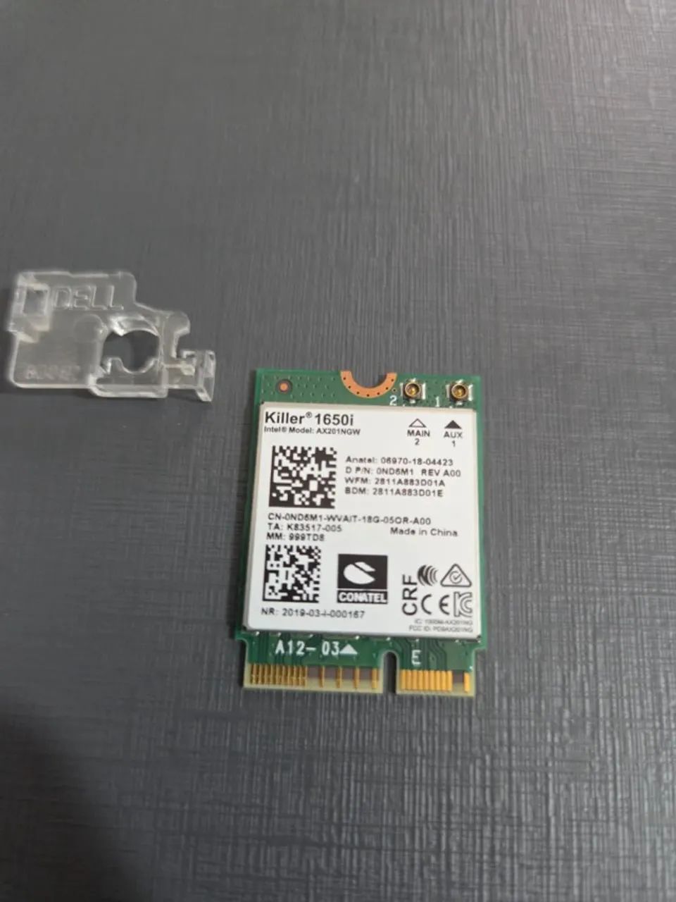 Placa Wi-Fi Killer 1650i Intel AX201NGW - WiFi 6 + Bluetooth - Notebook - Foto 2