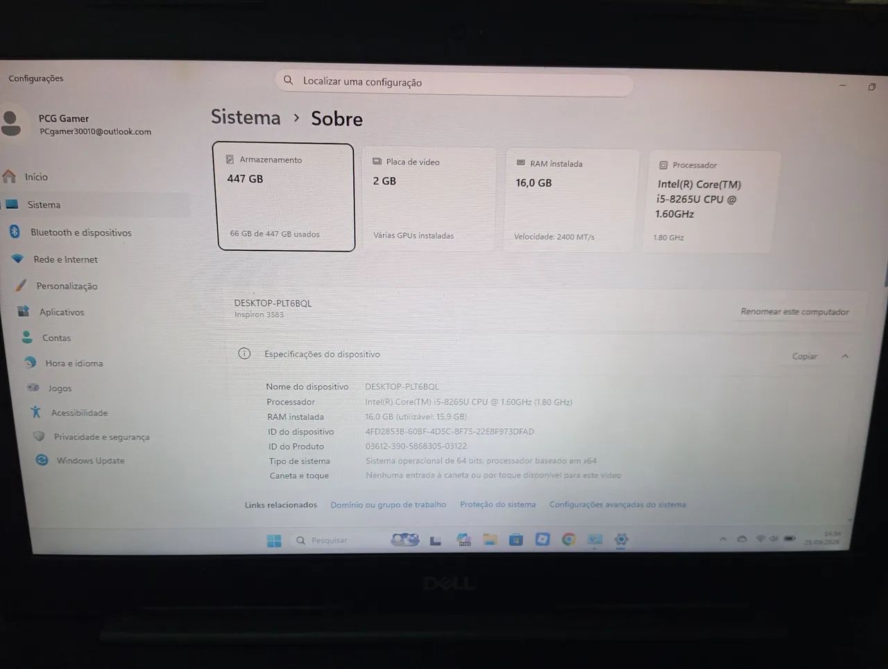 Notebook Dell i5 16 GB de RAM com placa de vídeo 2 GB  - Foto 5